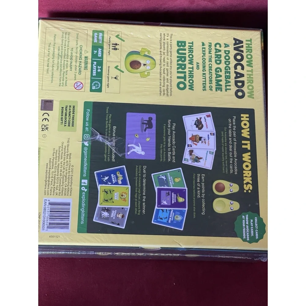 Throw Throw‎ Avocado Party Game Exploding Kittens